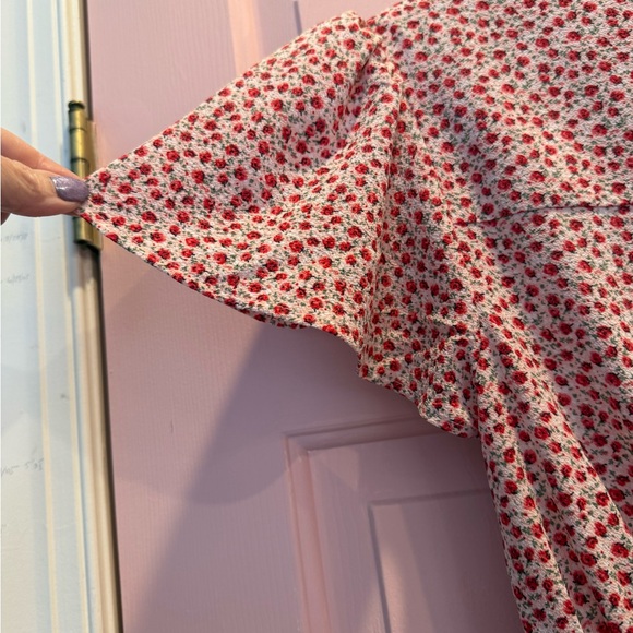 💖Monteau Pink Floral Dress V-neck Flounce size medium EUC - Picture 7 of 8